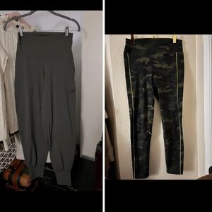 American Eagle olive joggers & Victoria’s Secret camo leggings sz M bundle